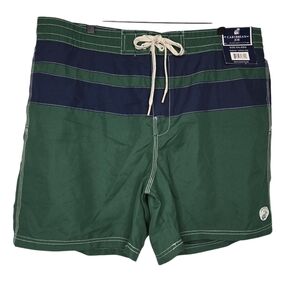 Caribbean Joe Mens Fairway Green Navy Blue Board Swim Trunks Shorts Size XXL